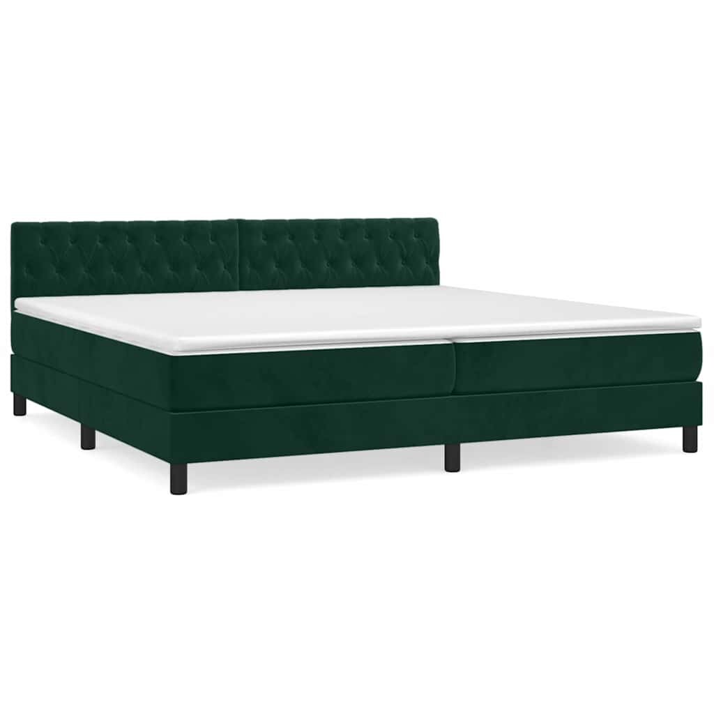 vidaXL Box spring postel s matrací tmavě zelená 200x200 cm samet