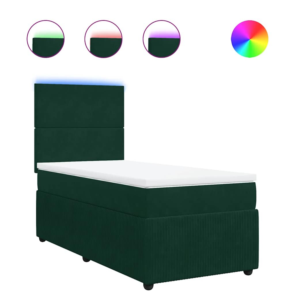 vidaXL Box spring postel s matrací tmavě zelená 80 x 200 cm samet