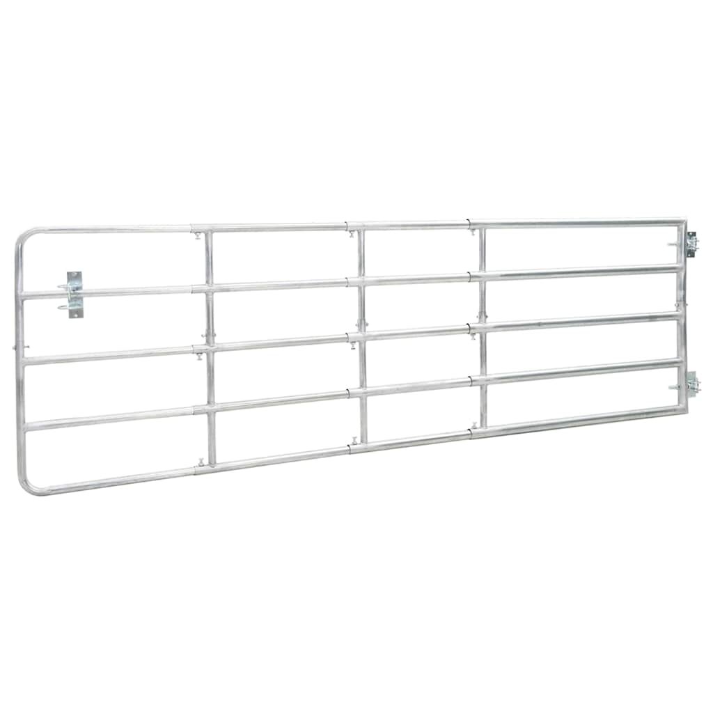 vidaXL Brána na pastvinu ocelová 5 tyčí (150–400) x 90 cm stříbrná