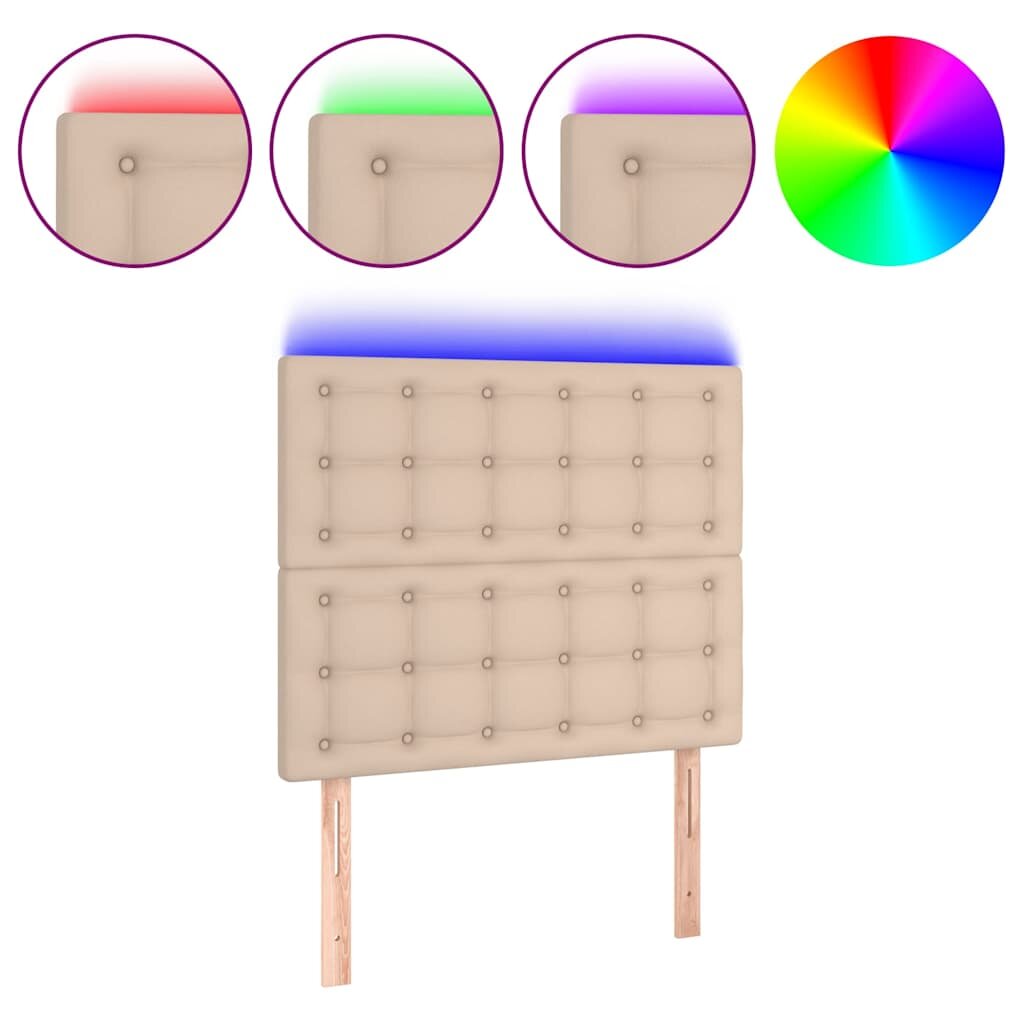 vidaXL Čelo postele s LED cappuccino 80x5x118/128 cm umělá kůže