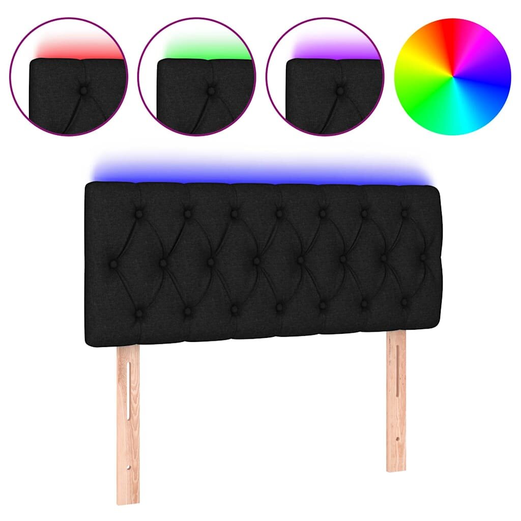 vidaXL Čelo postele s LED černé 90 x 7 x 78/88 cm textil