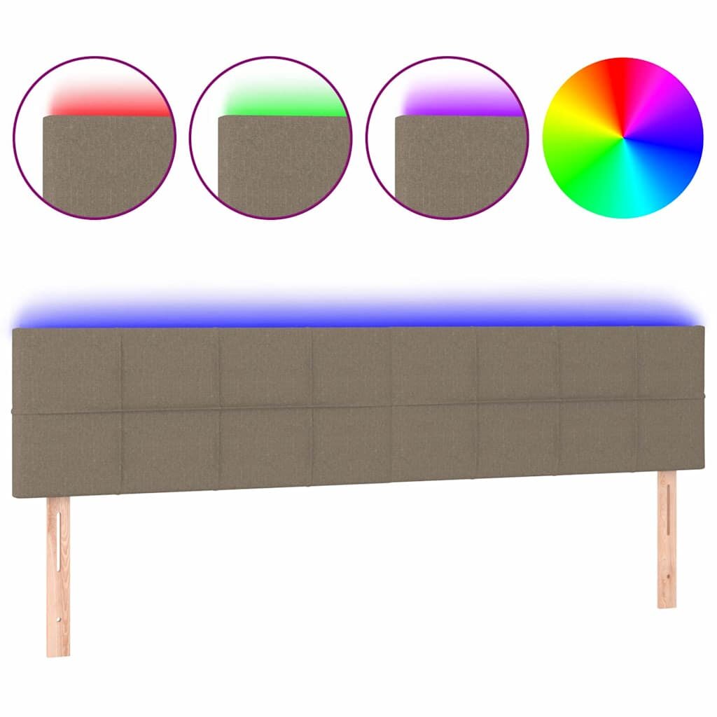 vidaXL Čelo postele s LED taupe 160x5x78/88 cm textil