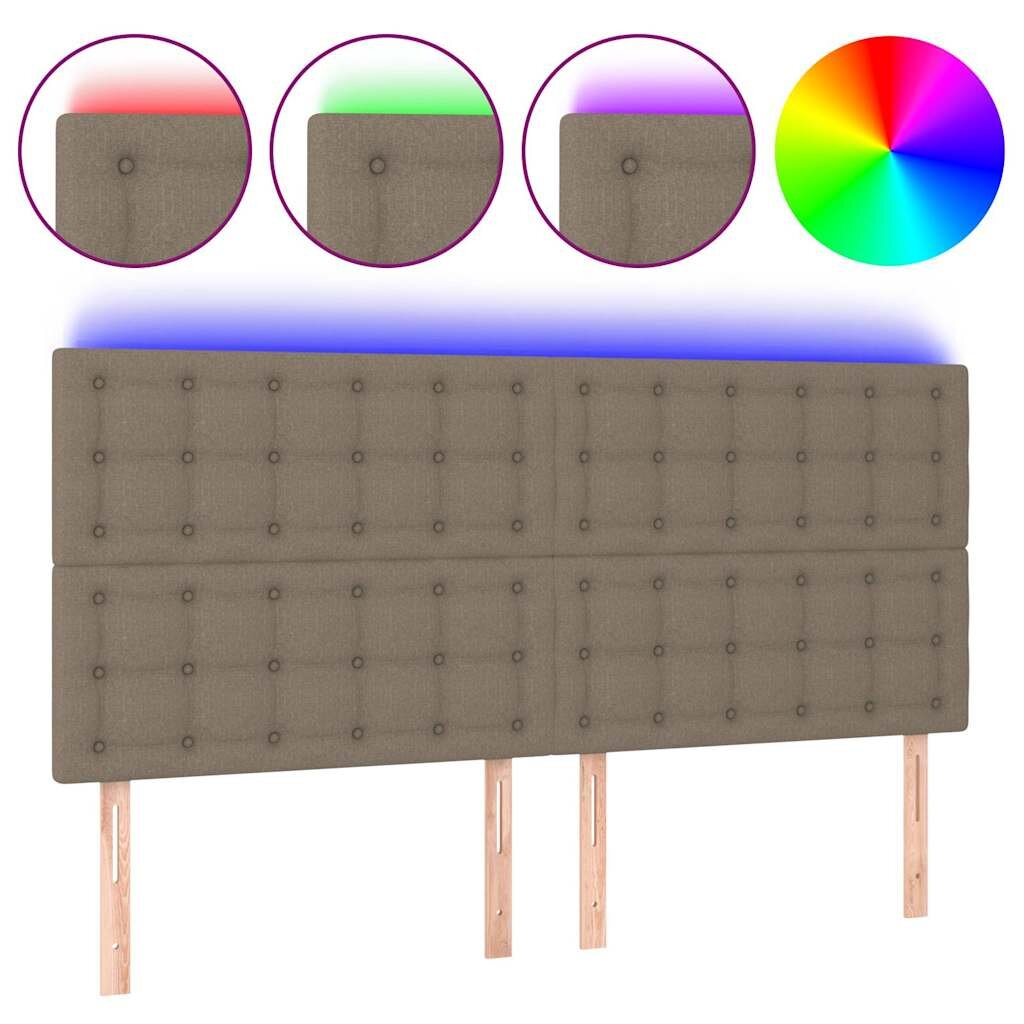 vidaXL Čelo postele s LED taupe 180x5x118/128 cm textil