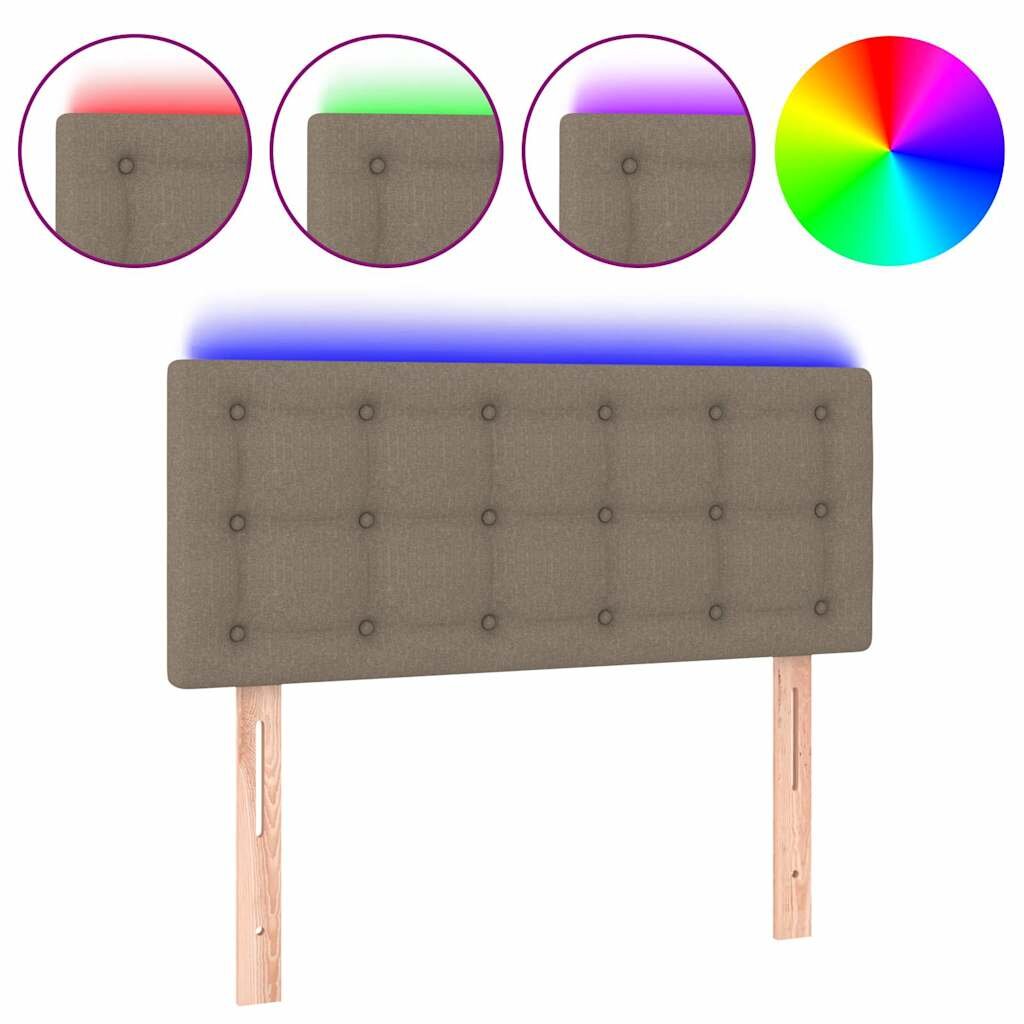 vidaXL Čelo postele s LED taupe 80 x 5 x 78/88 cm textil