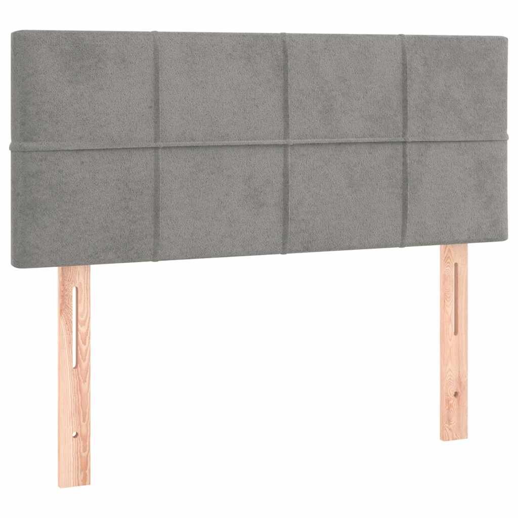 vidaXL Čelo postele světle šedé 100 x 5 x 78/88 cm samet