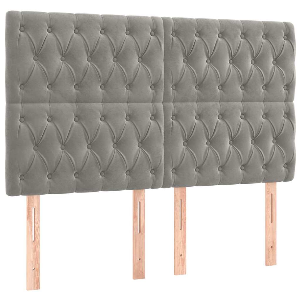 vidaXL Čelo postele světle šedé 144x7x118/128 cm sametové