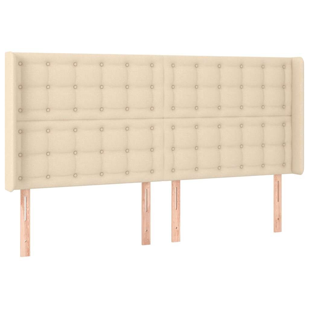 vidaXL Čelo postele typu ušák krémové 203x16x118/128 cm textil
