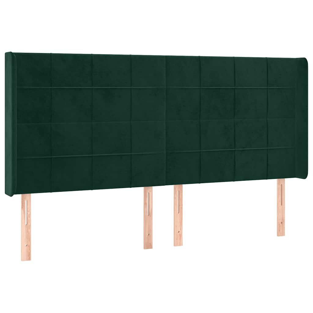 vidaXL Čelo postele typu ušák tmavě zelená 203x16x118/128 cm samet