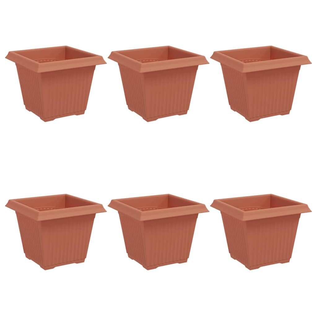 vidaXL Čtvercový květináč 6 ks Cihlově červená 20 x 20 x 16 cm Plast