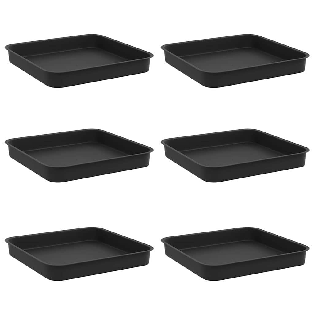 vidaXL Čtvercový květinový tác 6 ks Černá 15 x 15 x 2 cm Plast