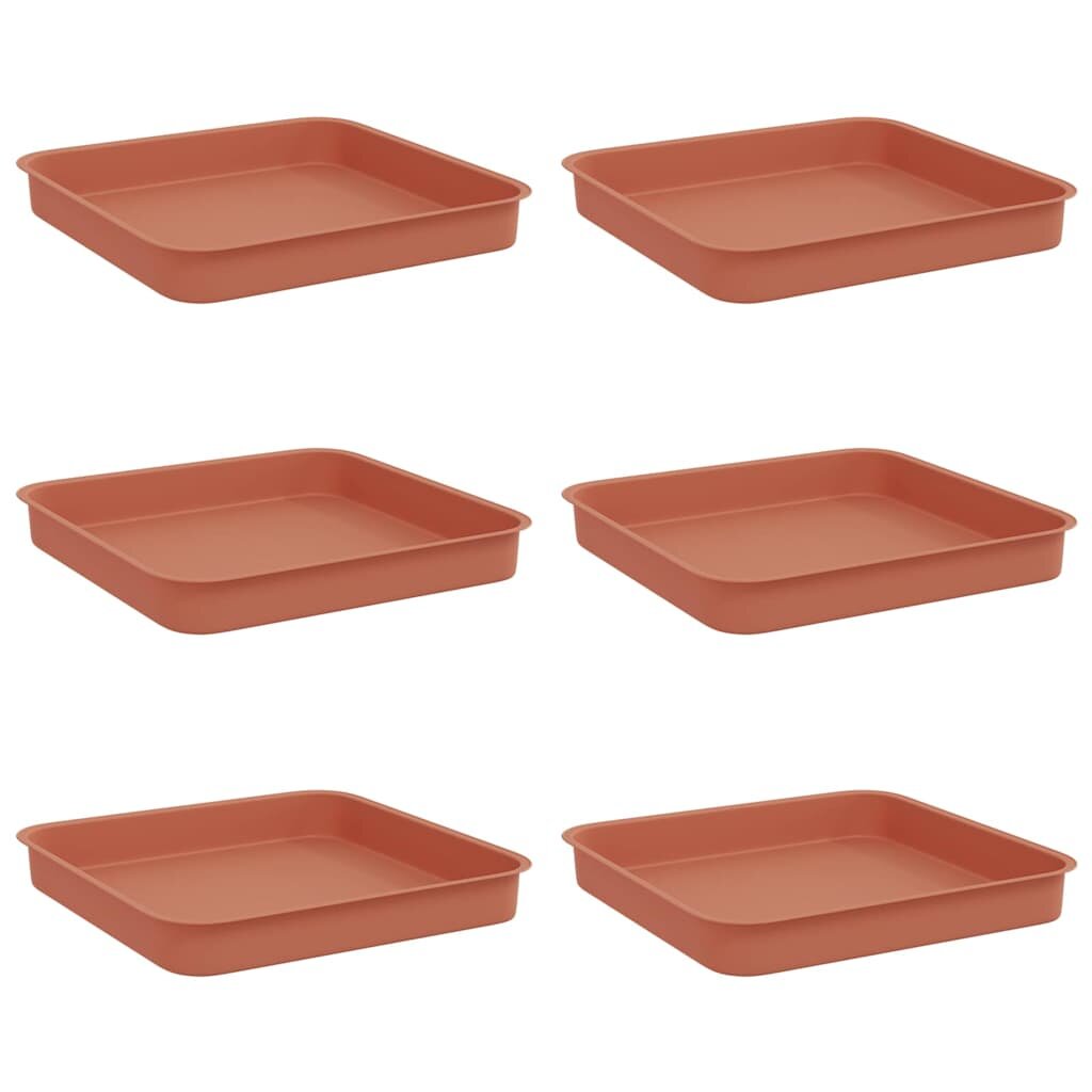 vidaXL Čtvercový květinový tác 6 ks Cihlově červená 15 x 15 x 2 cm