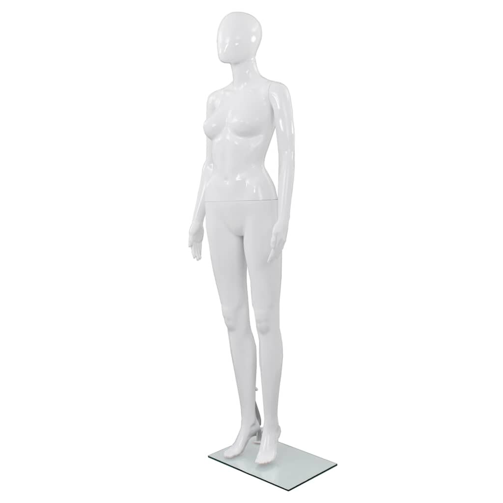 vidaXL Dámská figurína celá postava základna ze skla lesklá bílá 175cm