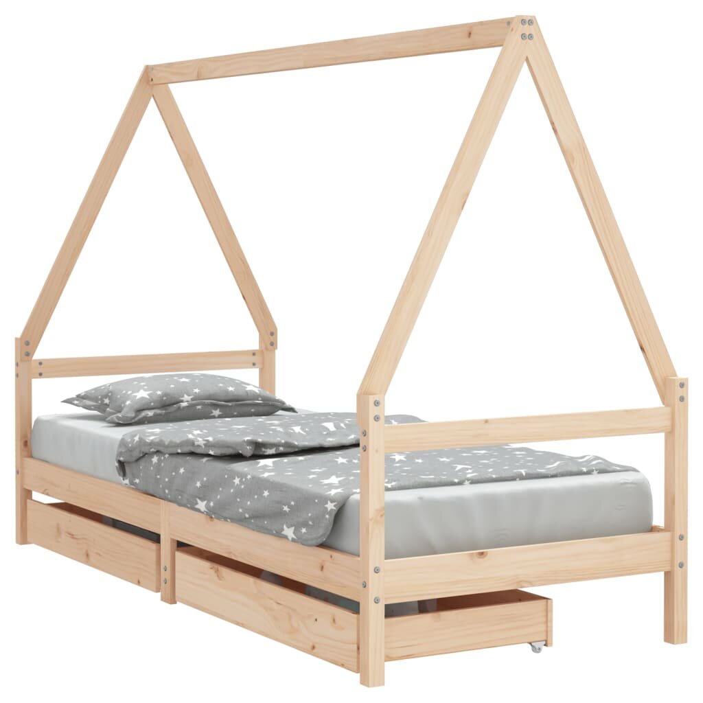 vidaXL Dětská postel se zásuvkami 90 x 190 cm masivní borové dřevo