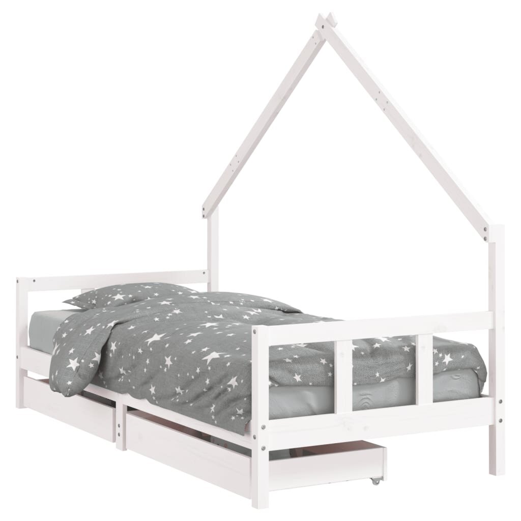 vidaXL Dětská postel se zásuvkami bílá 90x190 cm masivní borové dřevo