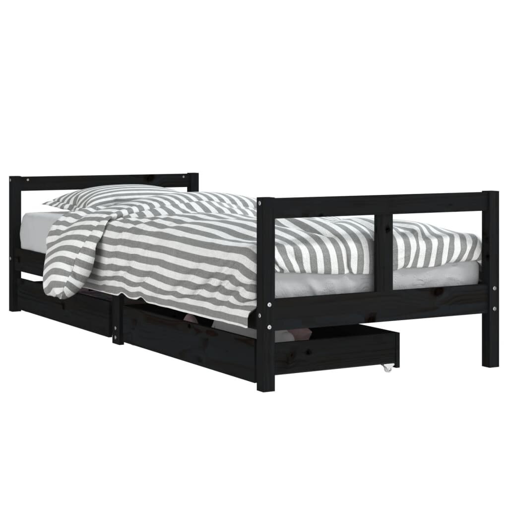 vidaXL Dětská postel se zásuvkami černá 80x200 cm masivní borové dřevo