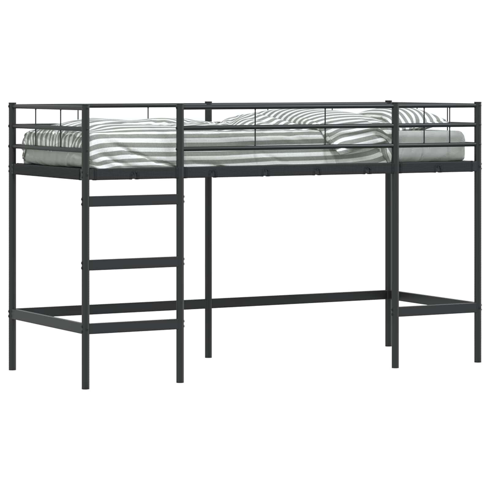 vidaXL Dětský patrový postelový rám Černá 75 x 190 cm Ocel