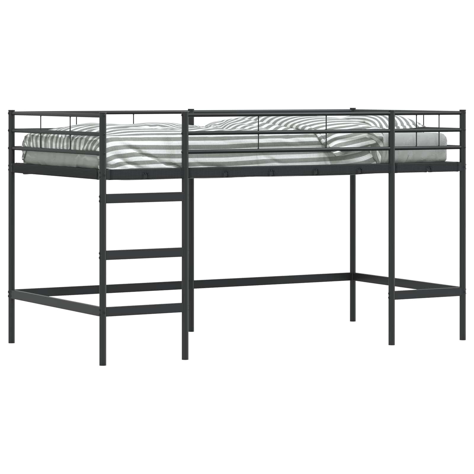 vidaXL Dětský patrový postelový rám Černá 90 x 200 cm Ocel