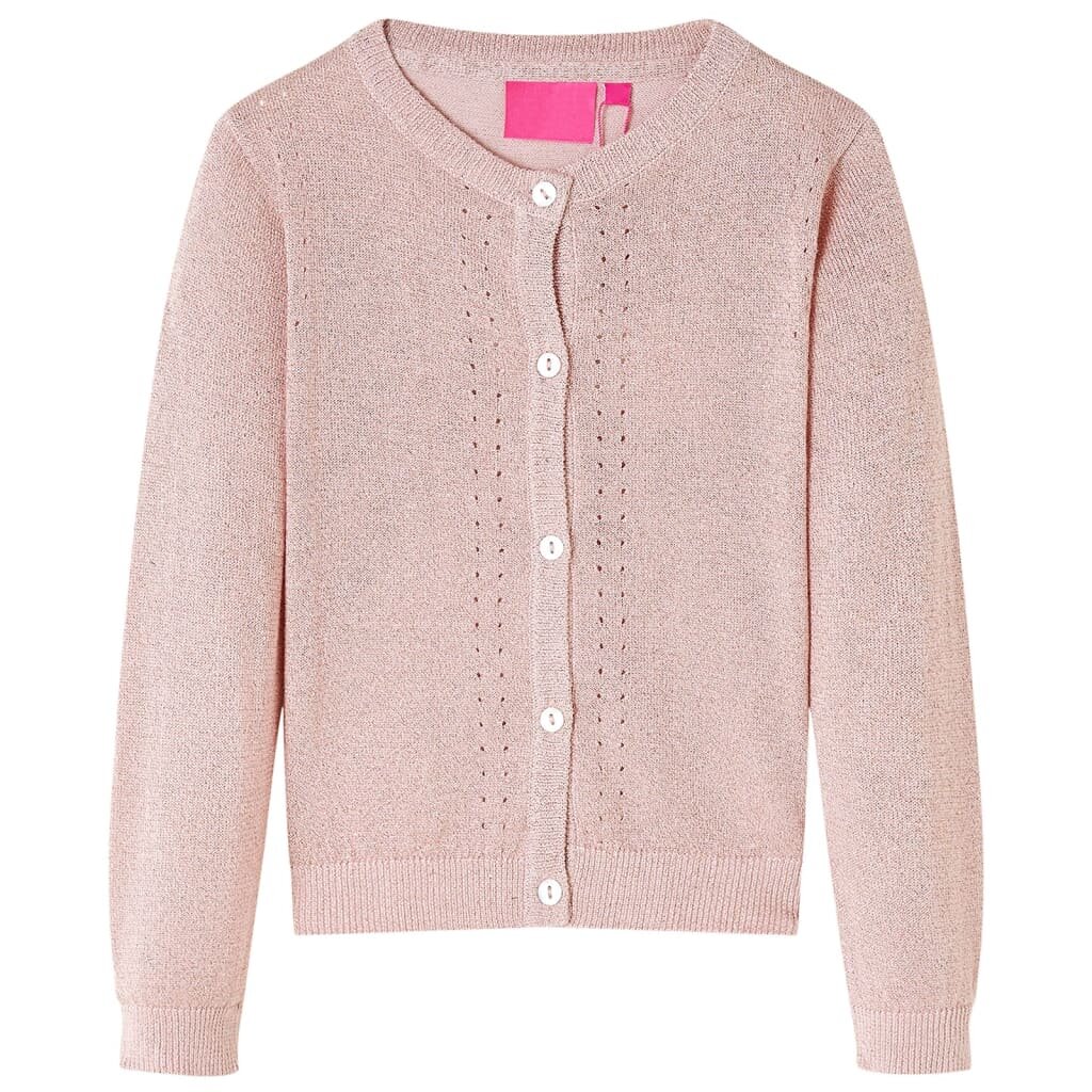 vidaXL Dětský pletený cardigan jemně růžový 92