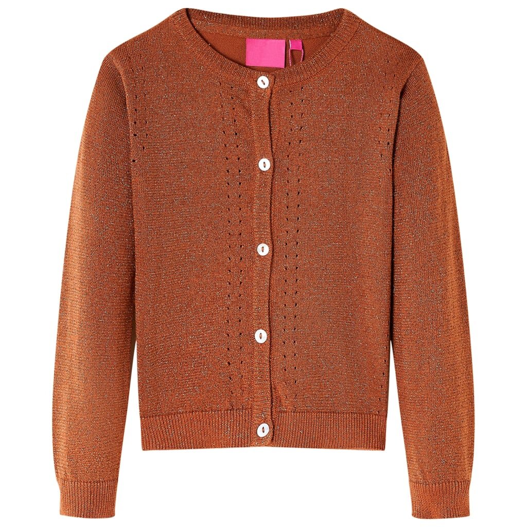 vidaXL Dětský pletený cardigan koňakový 92
