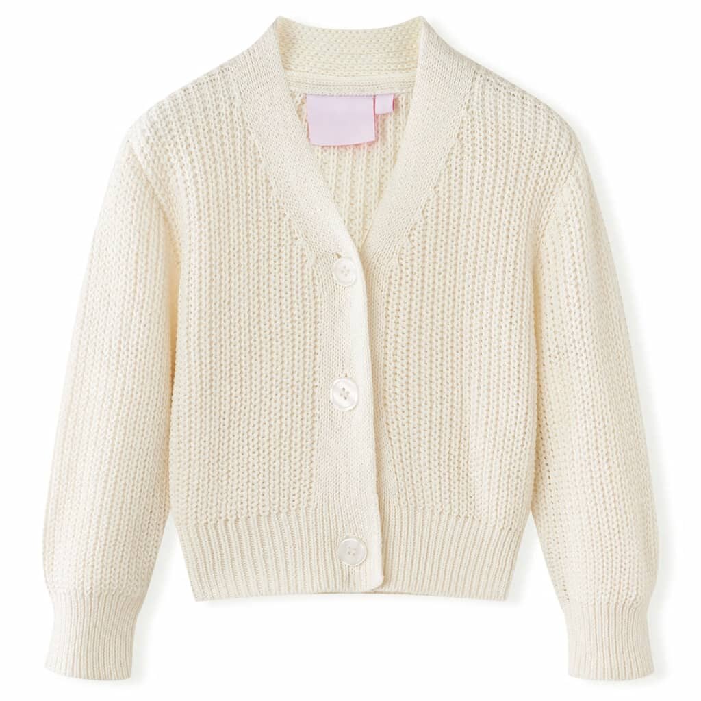 vidaXL Dětský pletený cardigan sněhově bílý 104