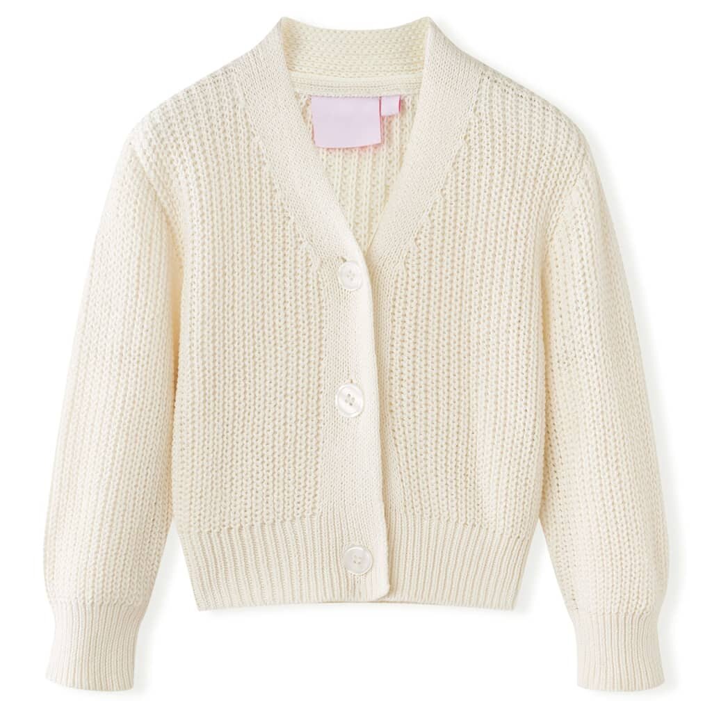 vidaXL Dětský pletený cardigan sněhově bílý 92
