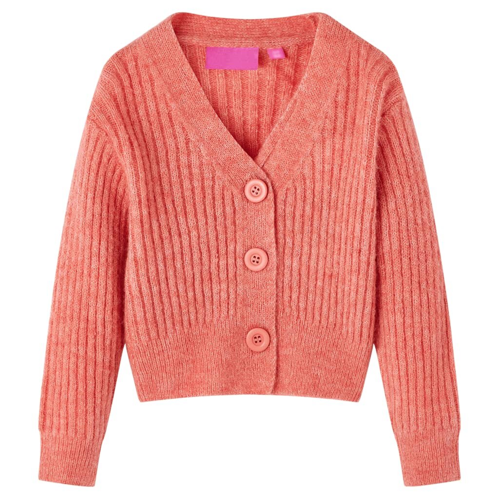 vidaXL Dětský pletený cardigan středně růžový 116