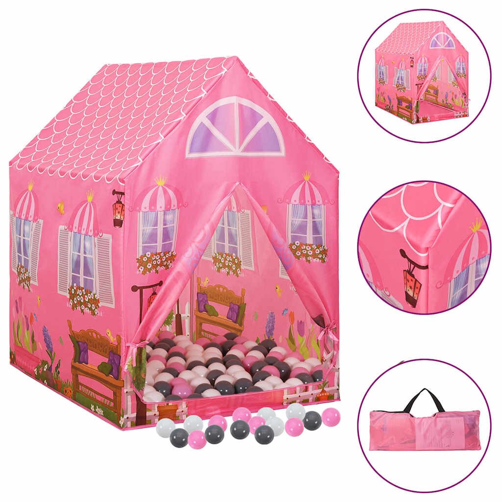 vidaXL Dětský stan na hraní s 250 míčky růžový 69 x 94 x 104 cm