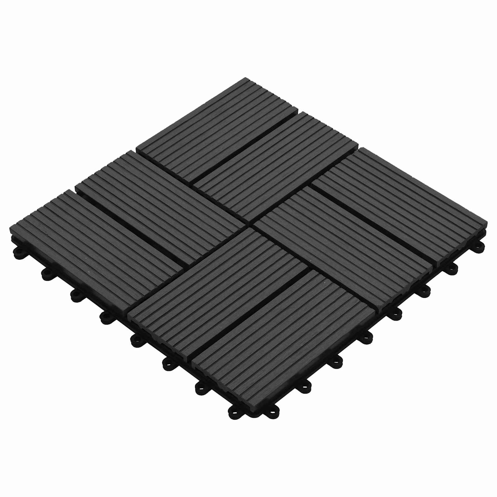 vidaXL Dlažba na terasu 11 ks Černá 30 x 30 cm WPC