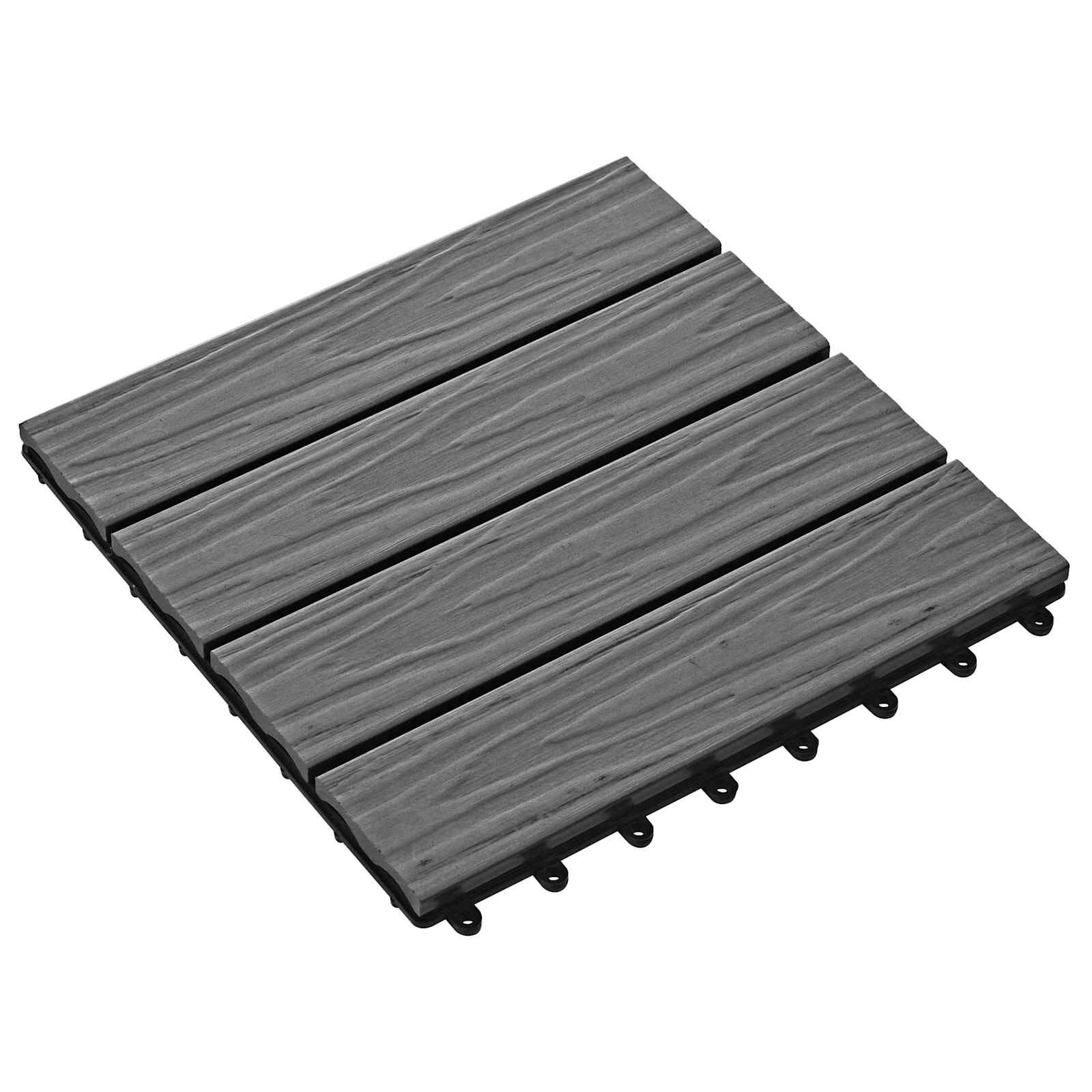 vidaXL Dlažba na terasu 3D design 11 ks Šedá 30 x 30 cm WPC