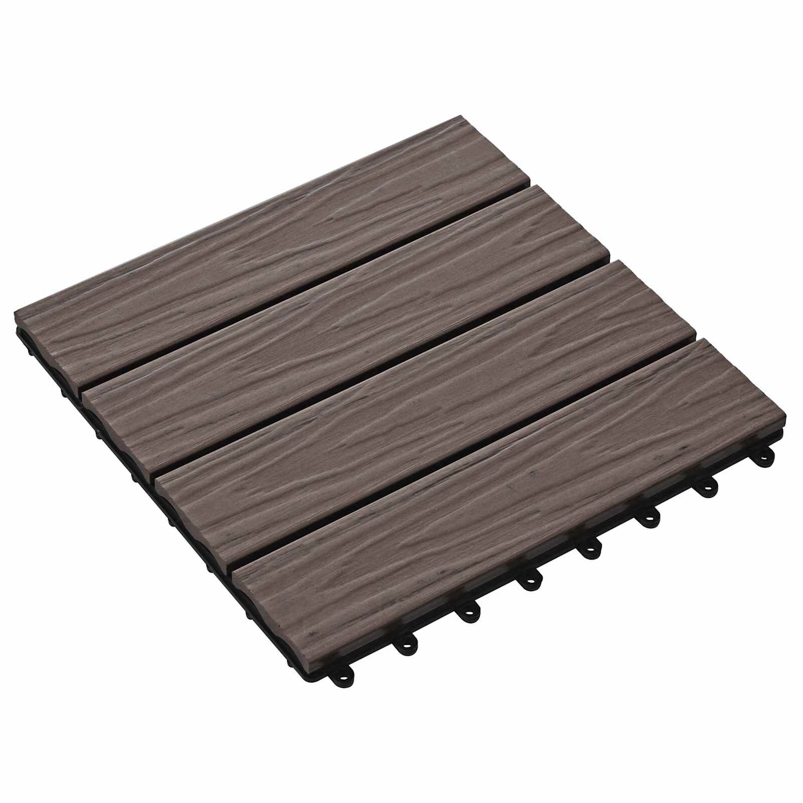 vidaXL Dlažba na terasu 3D design 11 ks Tmavě hnědá 30 x 30 cm WPC