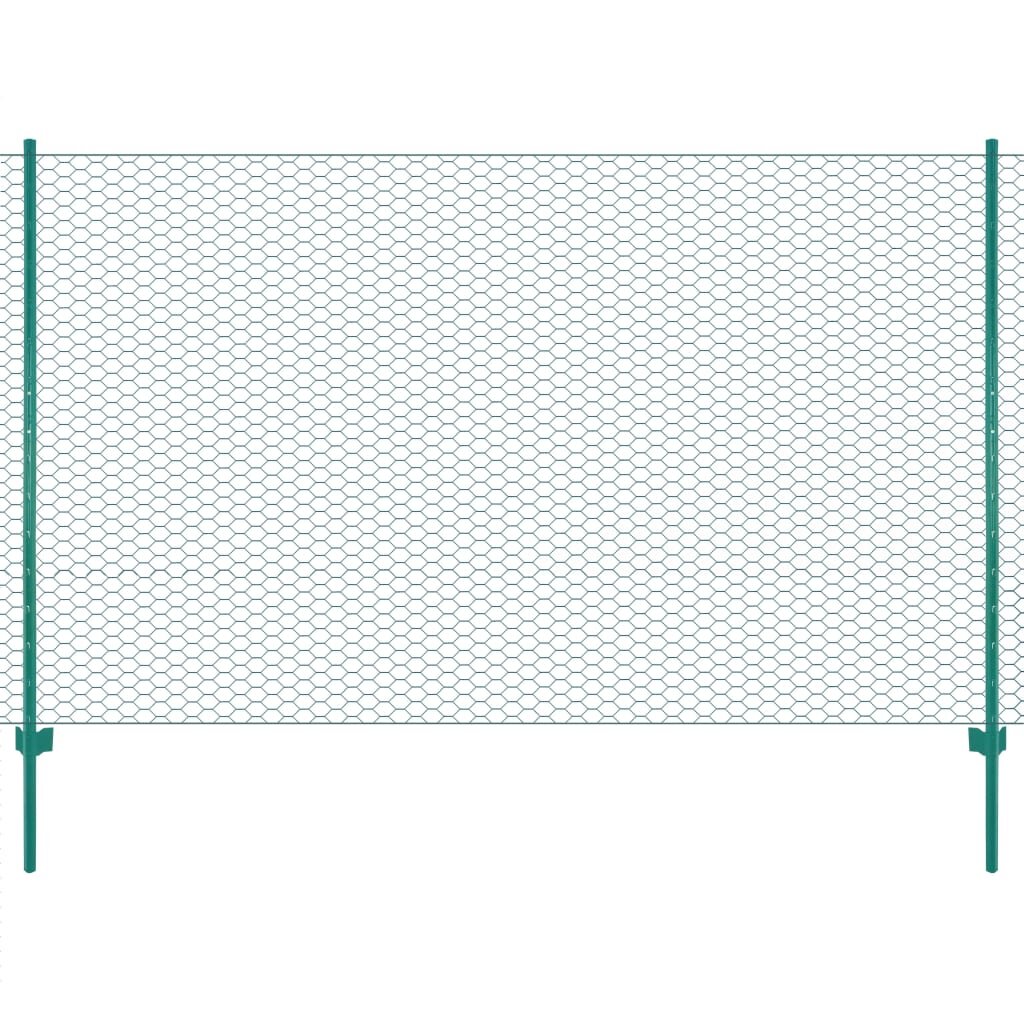 vidaXL Drátěný plot se sloupky ocel 25 x 2 m zelený