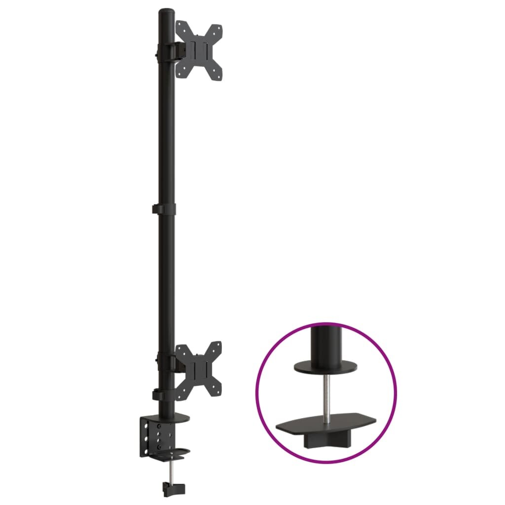 vidaXL Držák na dva monitory černý ocel VESA 75/100 mm