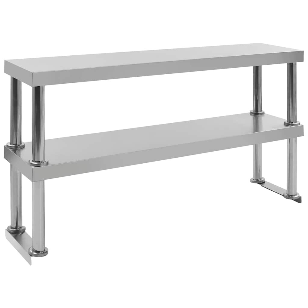 vidaXL Dvoupatrová police nad pracovní stůl 120x30x65 cm nerezová ocel