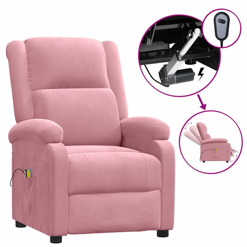 vidaXL Elektrické masážní křeslo růžové samet