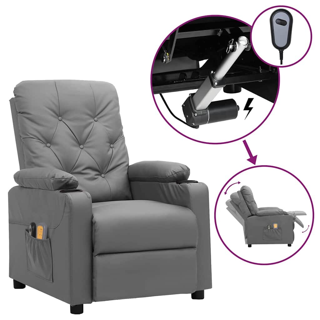 vidaXL Elektrické masážní křeslo šedé umělá kůže