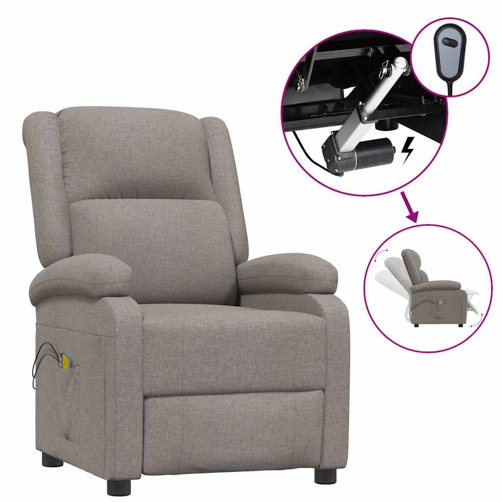 vidaXL Elektrické masážní křeslo taupe textil