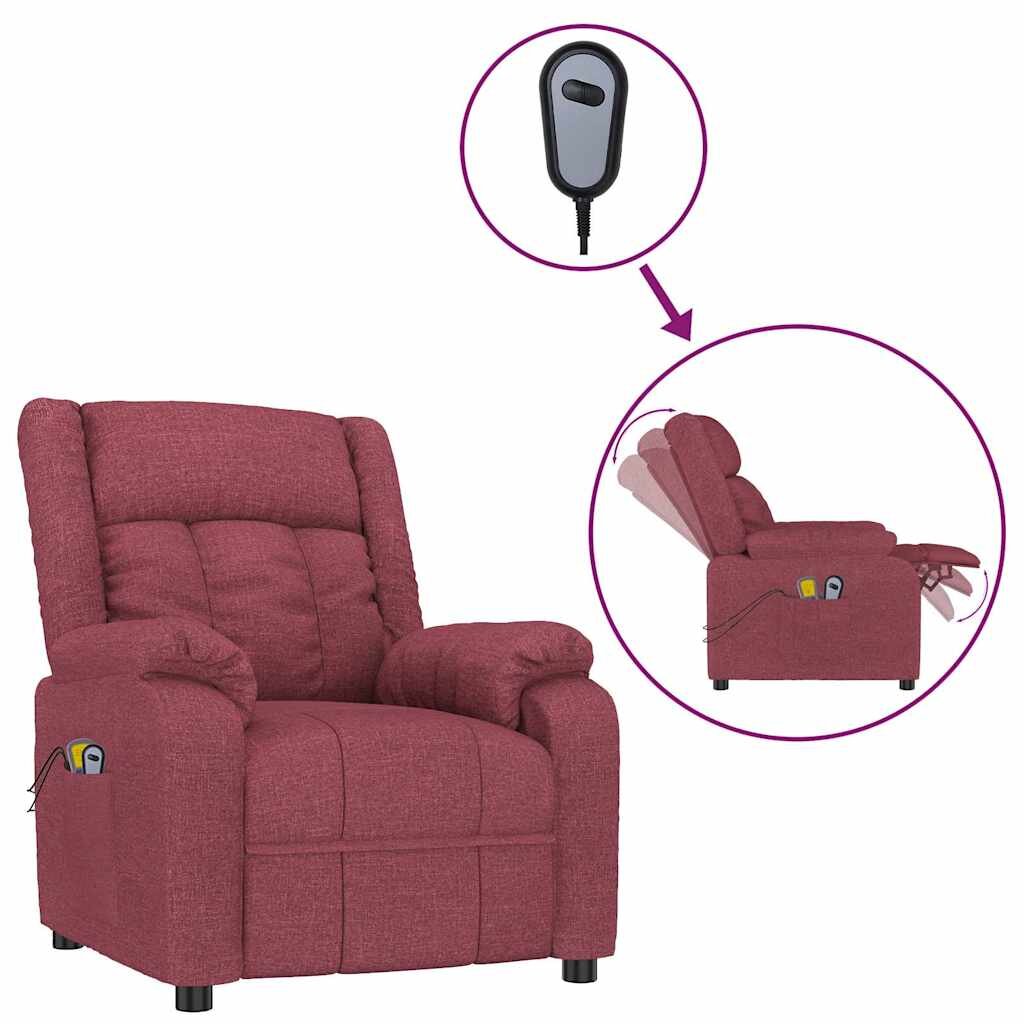 vidaXL Elektrické masážní křeslo vínové textil