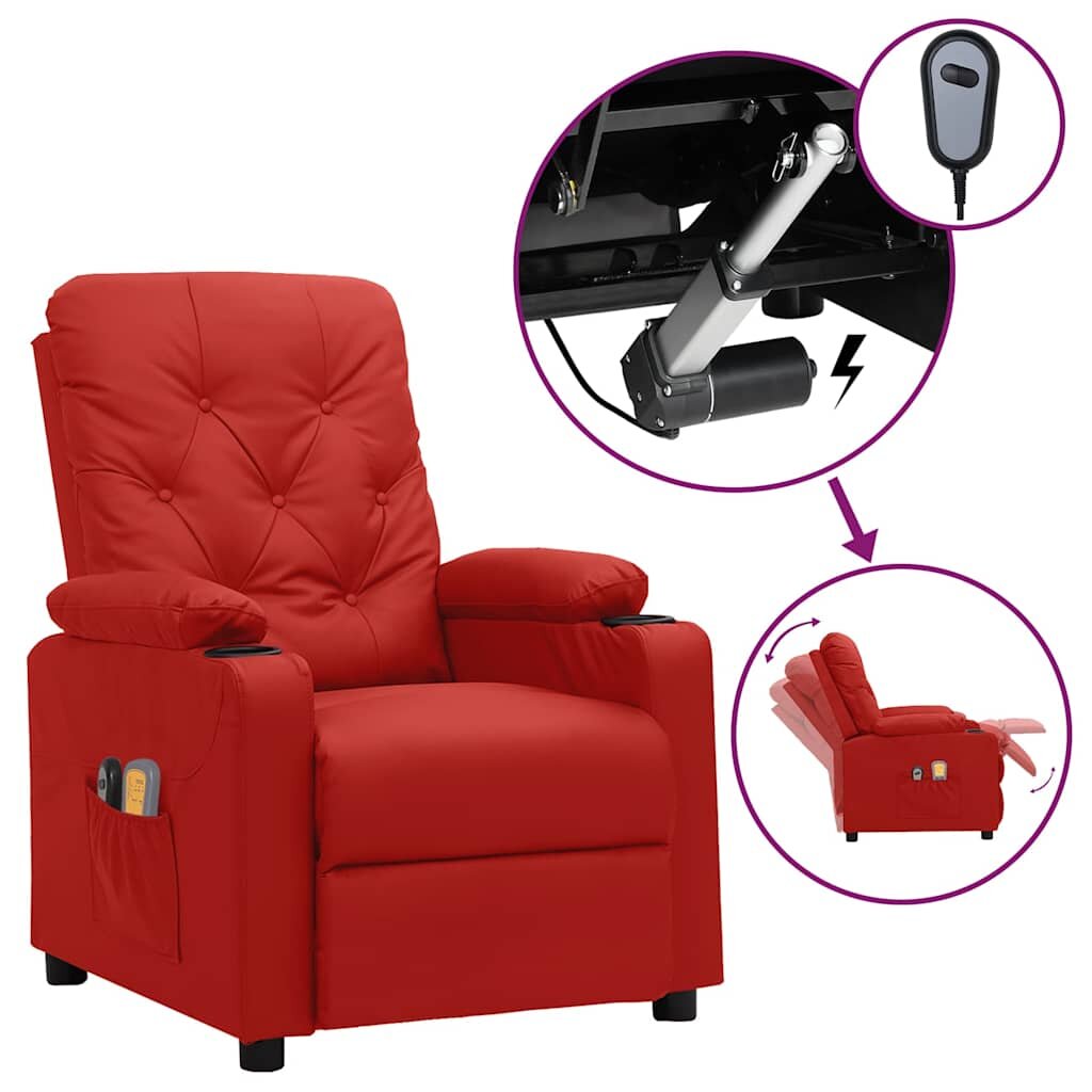 vidaXL Elektrické masážní křeslo vínové umělá kůže