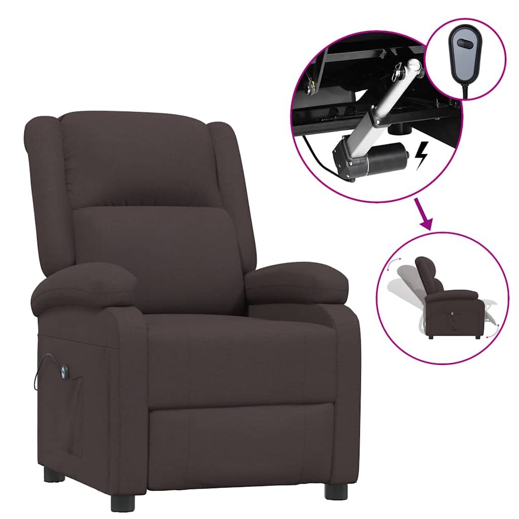 vidaXL Elektrické polohovací křeslo tmavě hnědé textil