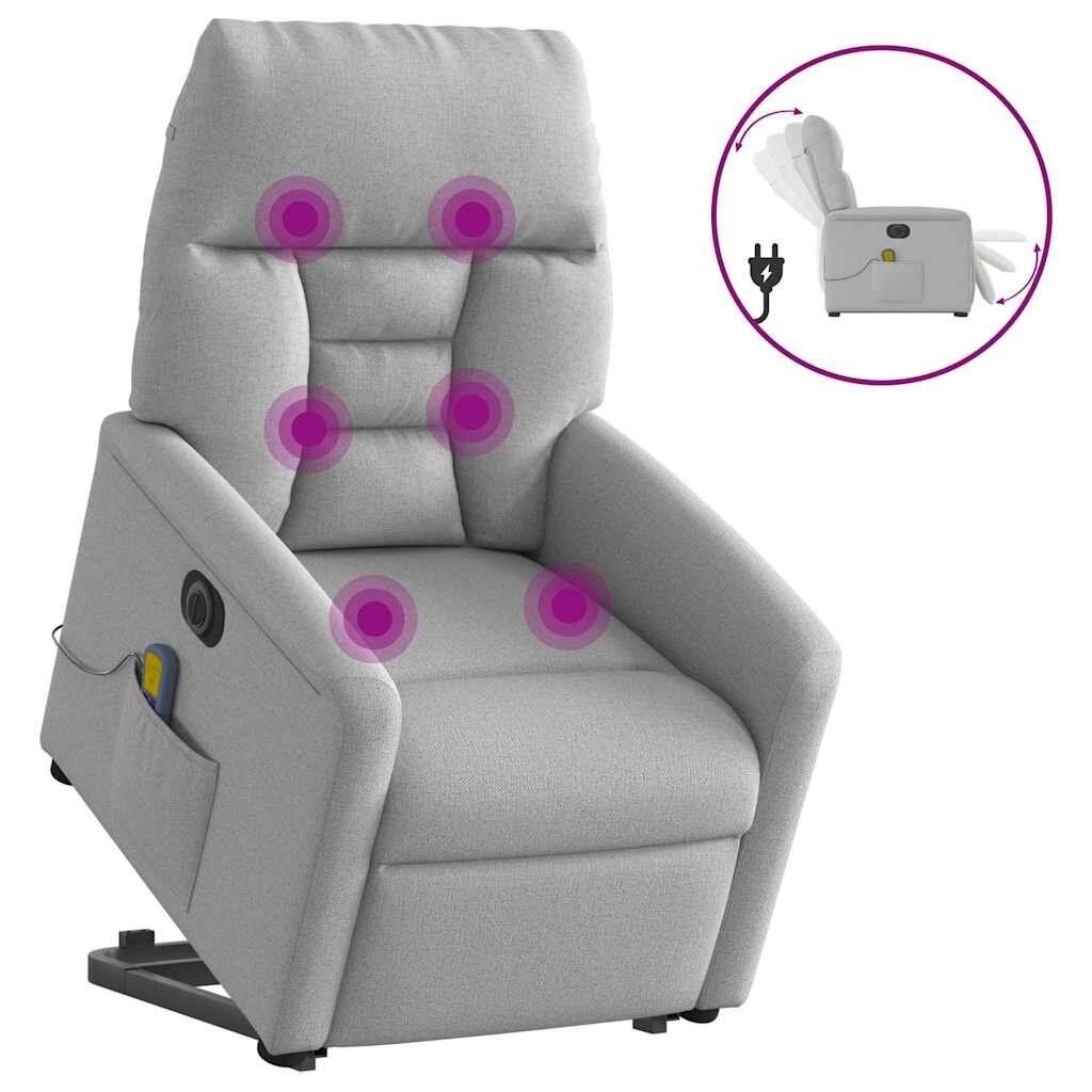 vidaXL Elektrické zvedací masážní polohovací křeslo obláčkově šedé