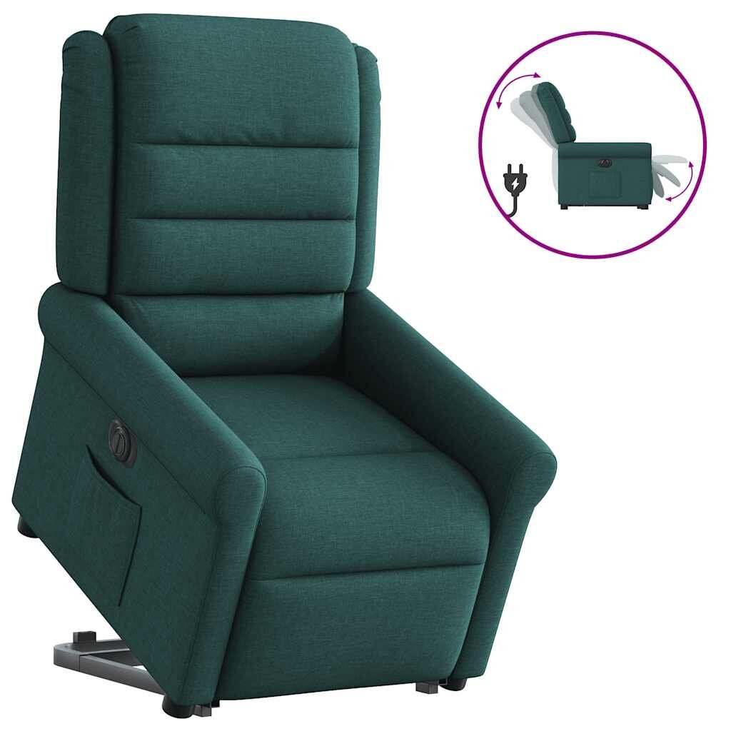 vidaXL Elektrické zvedací polohovací křeslo tmavě zelené textil