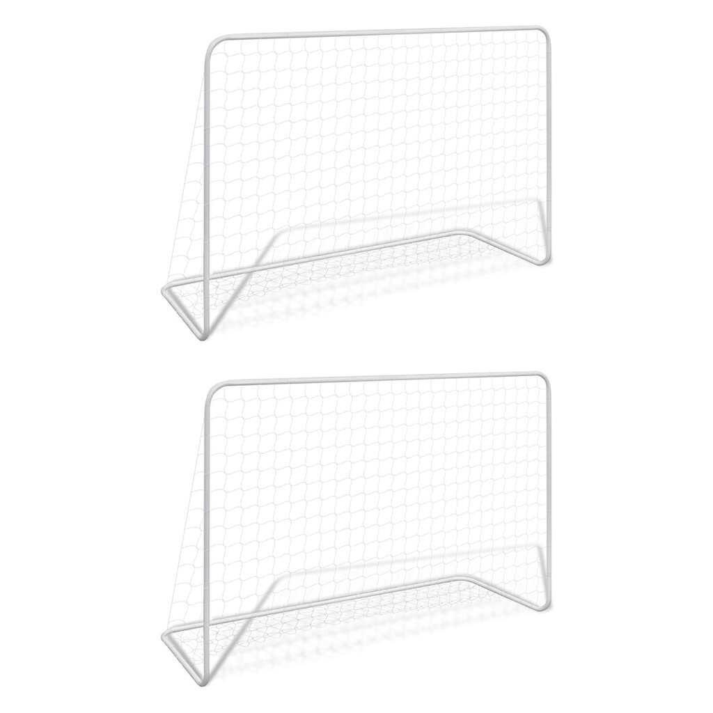 vidaXL Fotbalové branky 2 ks se sítí 182 x 61 x 122 cm ocelové bílé