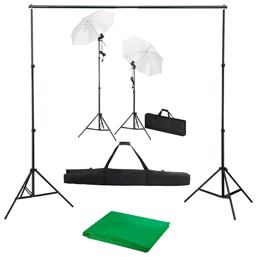 vidaXL Foto studio set s fotopozadím osvětlením a deštníky