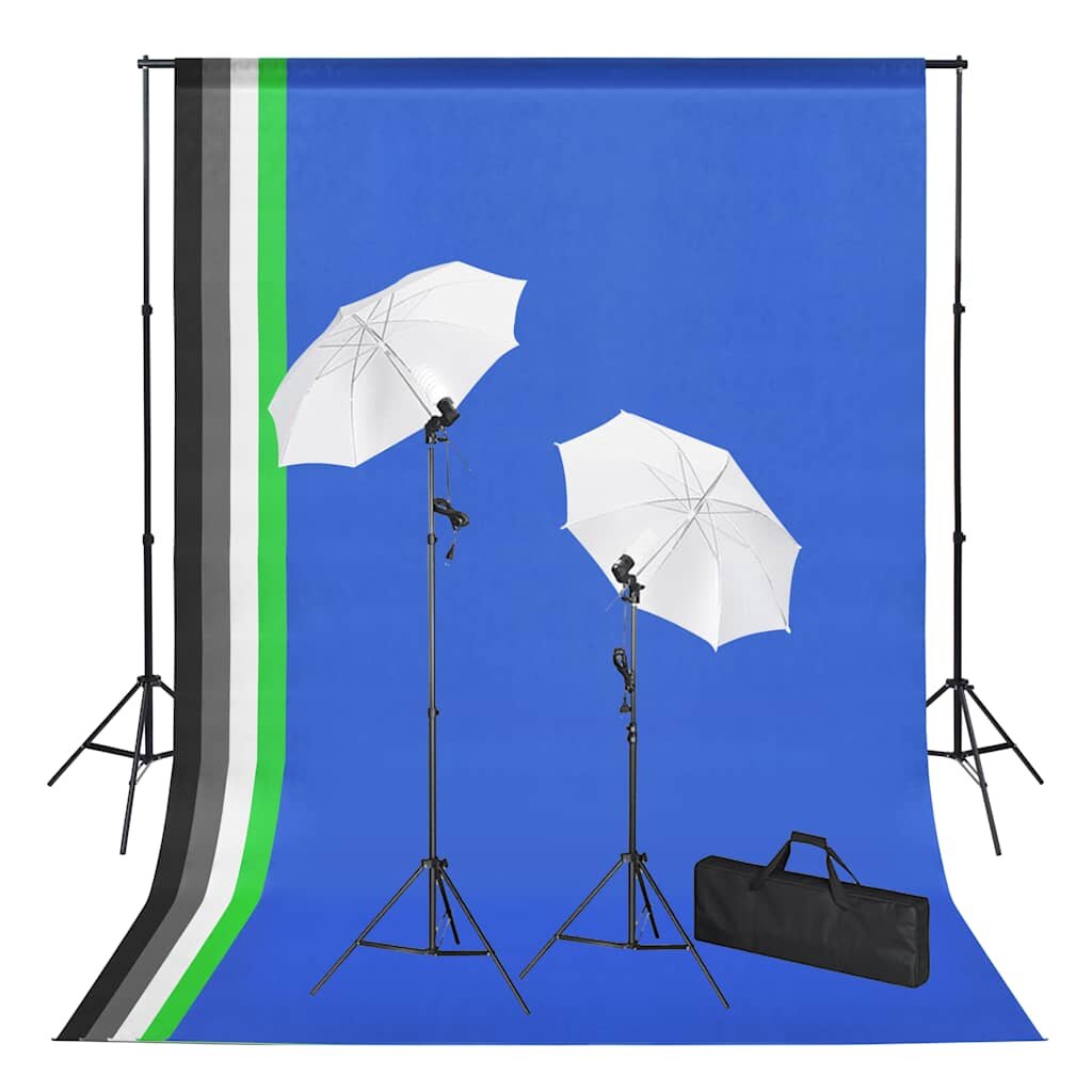 vidaXL Foto studio set s pozadím osvětlením a deštníky