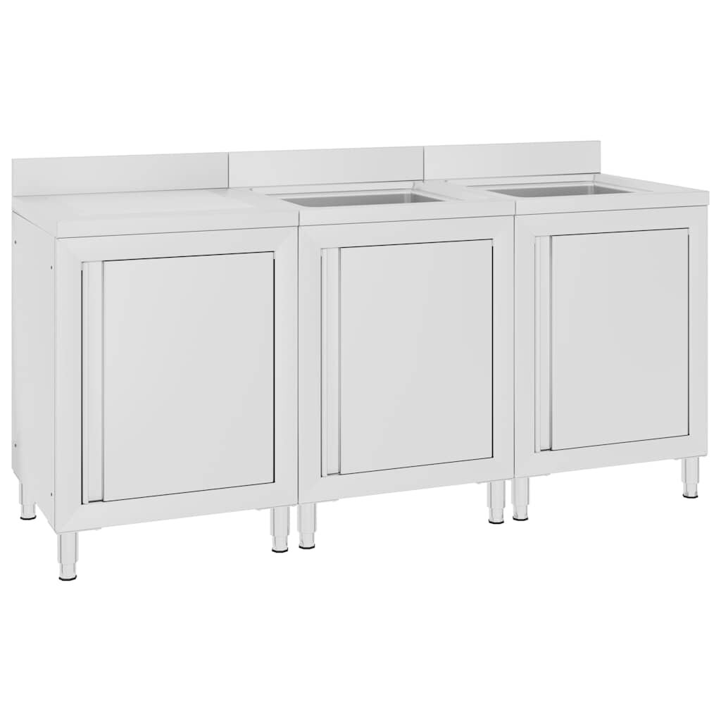 vidaXL Gastro kuchyňská dřezová skříňka 180 x 60 x 96 cm nerezová ocel