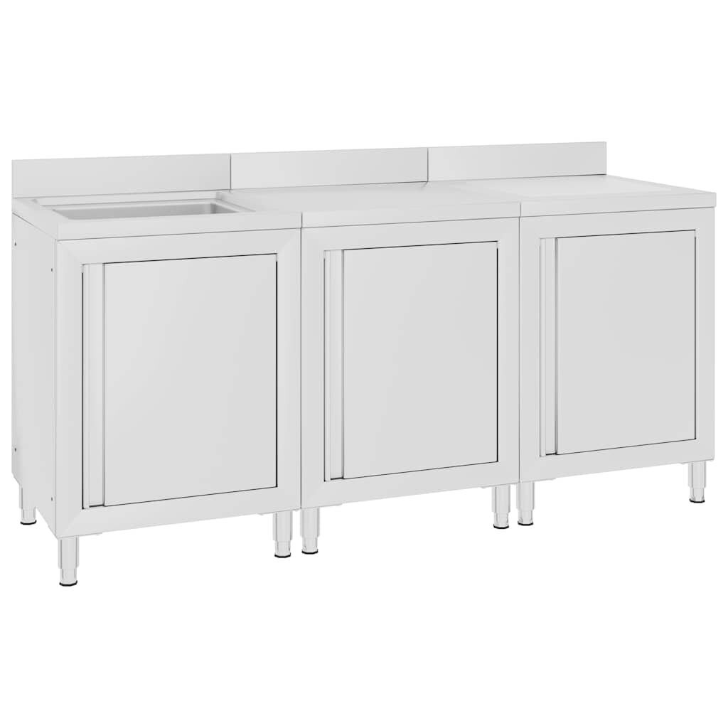 vidaXL Gastro kuchyňská dřezová skříňka 180 x 60 x 96 cm nerezová ocel