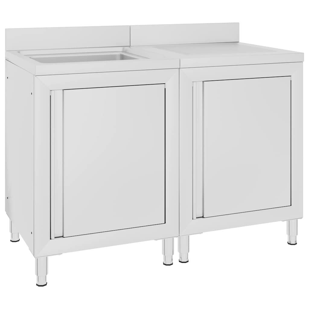 vidaXL Gastro kuchyňská dřezová skříňka nerezová ocel 120 x 60 x 96 cm