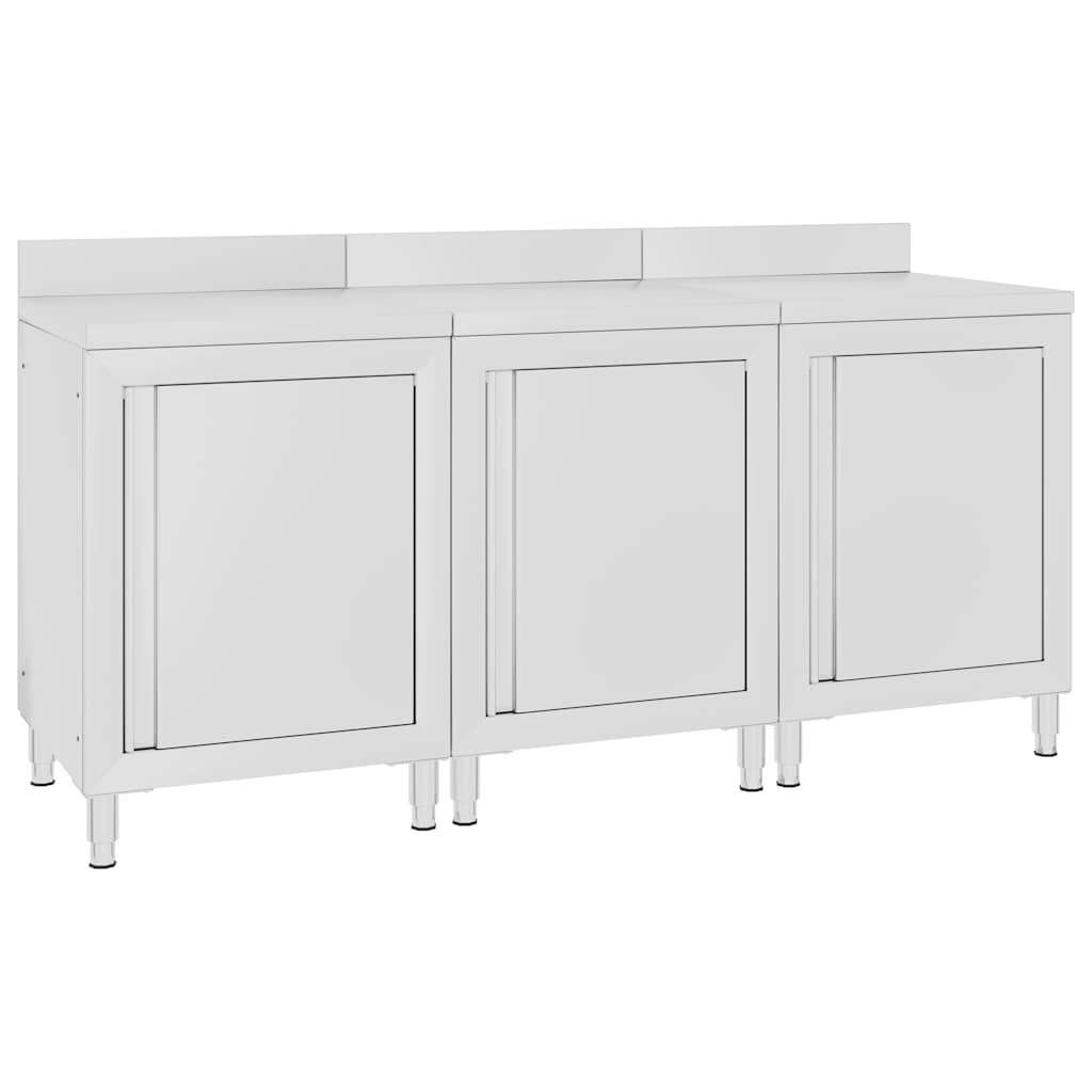 vidaXL Gastro pracovní stůl se skříňkou 180 x 60 x 96 cm nerezová ocel