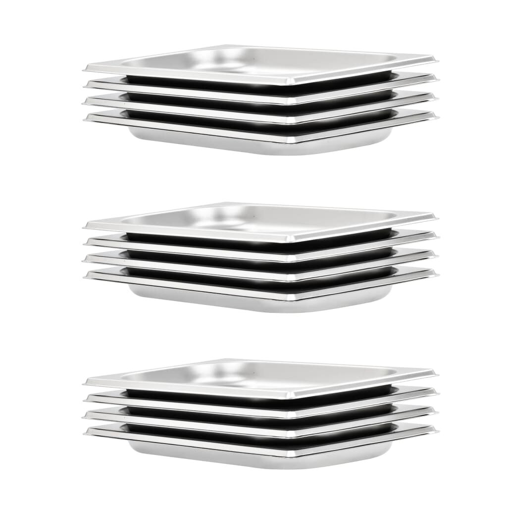 vidaXL Gastronádoby 12 ks GN 1/4 20 mm nerezová ocel