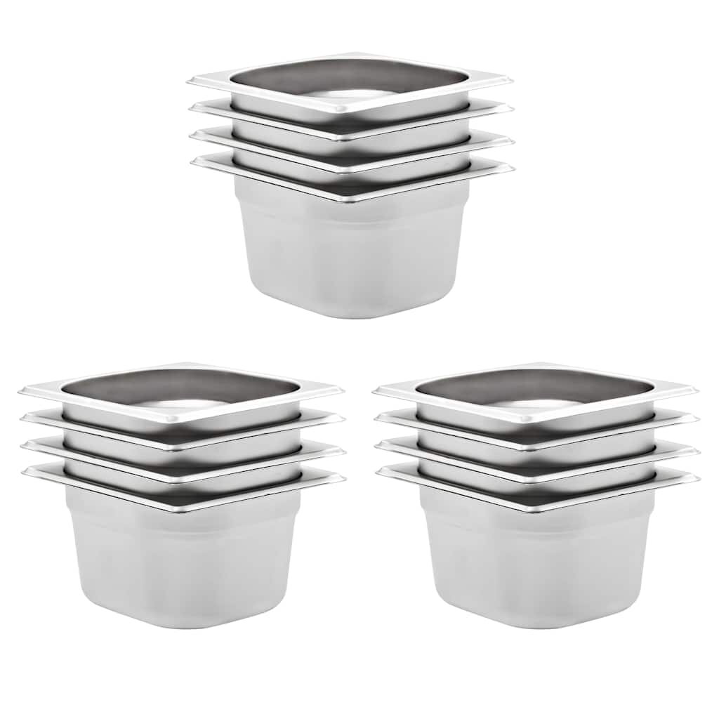 vidaXL Gastronádoby 12 ks GN 1/6 100 mm nerezová ocel